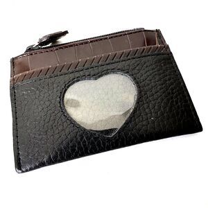 Brighton Black Leather Coin Wallet Heart Theme ID Change Pouch